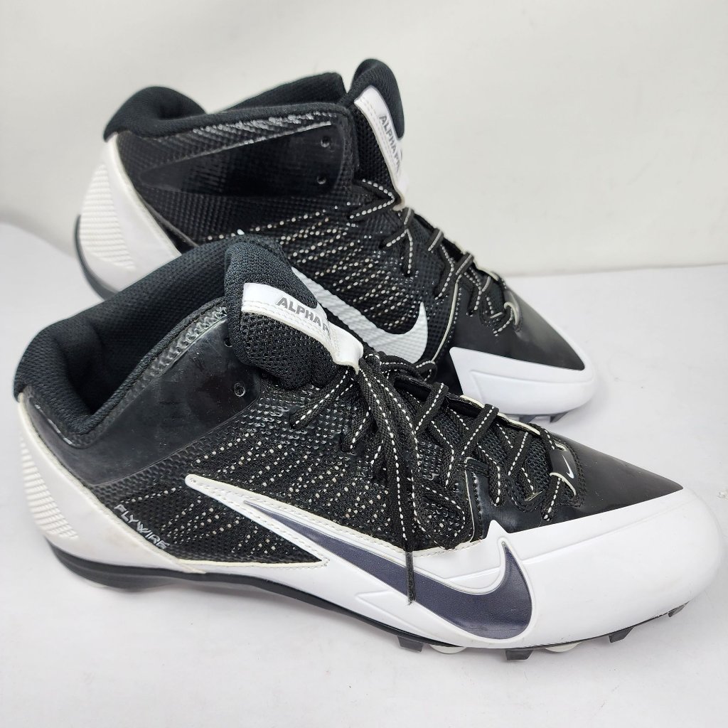 Nike Alpha Pro Football Cleats Us 12.5 Eu 47 Black White Molded Sole No Studs